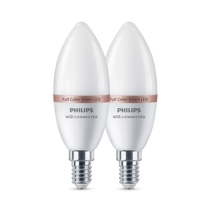 Set da 2 lampadine LED RGB dimmerabili Philips SMART C37 E14/4,9W/230V 2200-6500K CRI 90