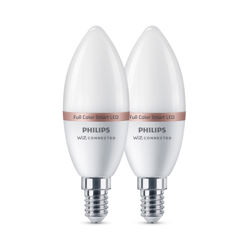 Set da 2 lampadine LED RGB dimmerabili Philips SMART C37 E14/4,9W/230V 2200-6500K CRI 90