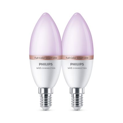 Set da 2 lampadine LED RGB dimmerabili Philips SMART C37 E14/4,9W/230V 2200-6500K CRI 90