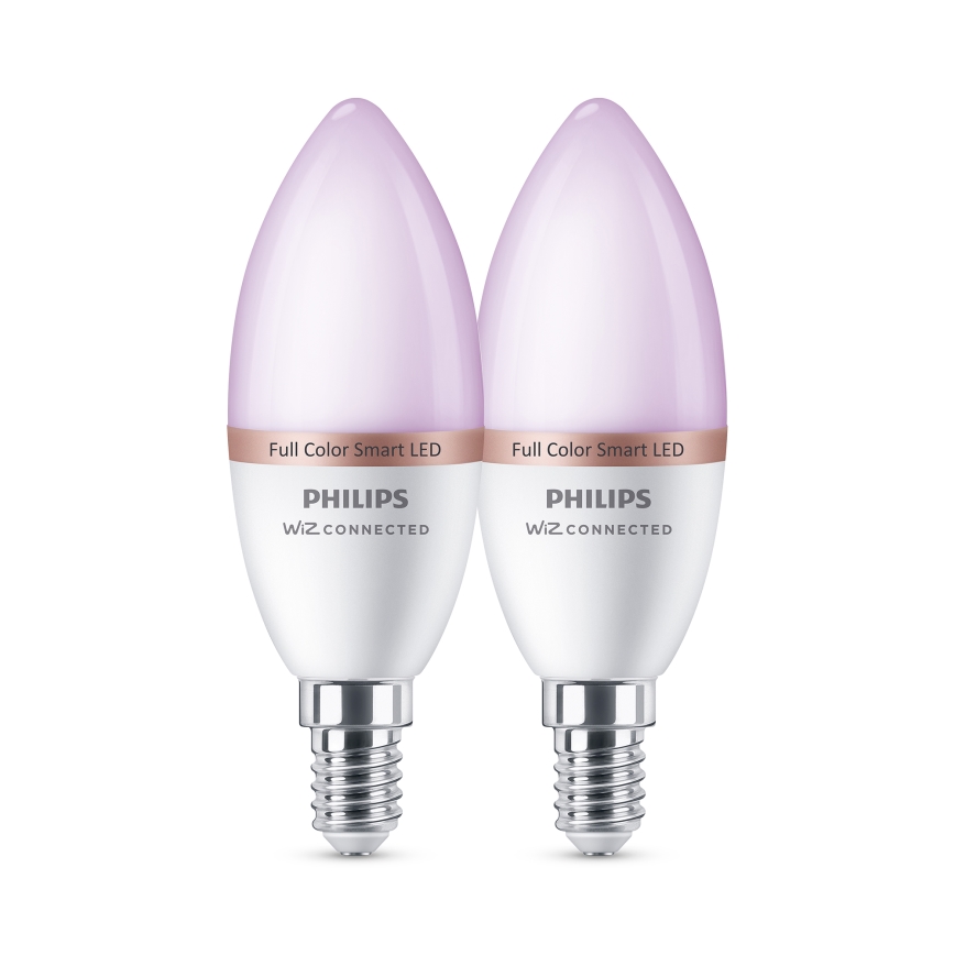 Set da 2 lampadine LED RGB dimmerabili Philips SMART C37 E14/4,9W/230V 2200-6500K CRI 90
