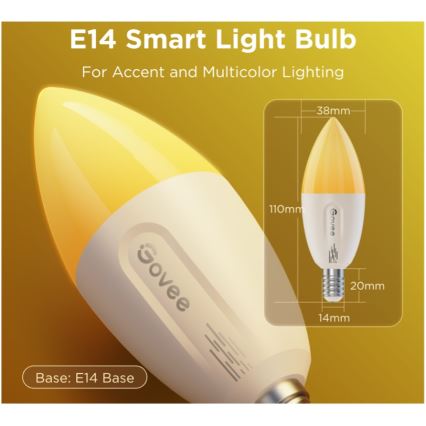 Confezione da 2 lampadine LED RGBWW dimmerabili MATTER E14/5W/230V 2700-6500K Wi-Fi - Govee