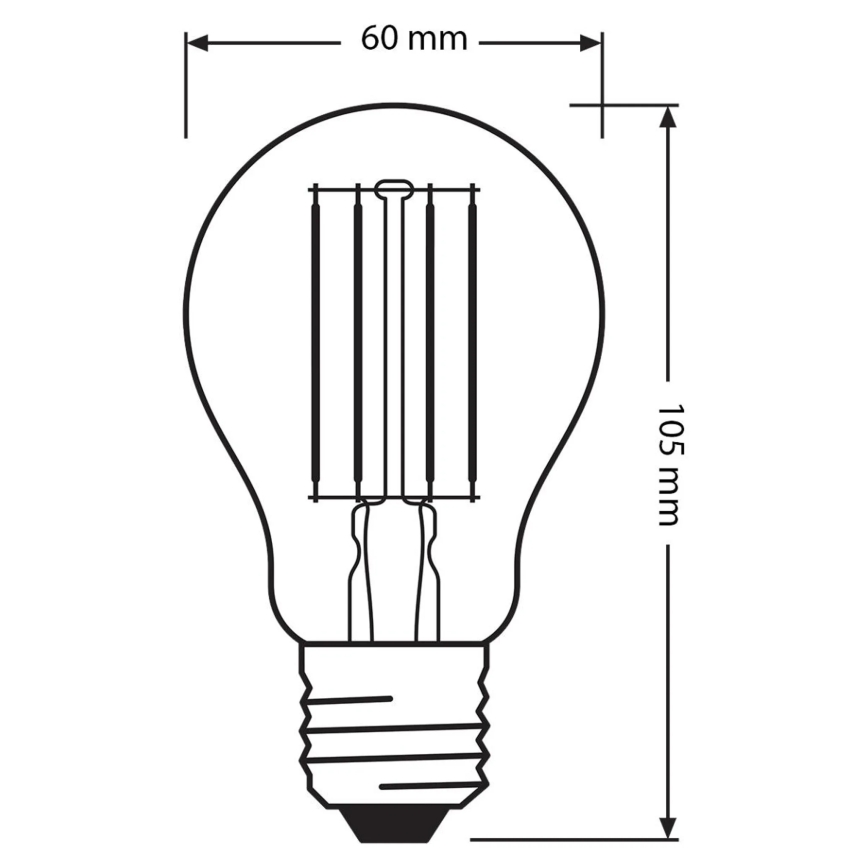 Confezione da 3 lampadine LED Base Classic Filament A60 E27/11W/230V 4000K - Osram