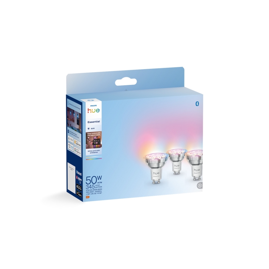 Set da 3 lampadine LED dimmerabili Philips Hue White and Color Ambiance Essential GU10/4,7W/230V 2200-6500K