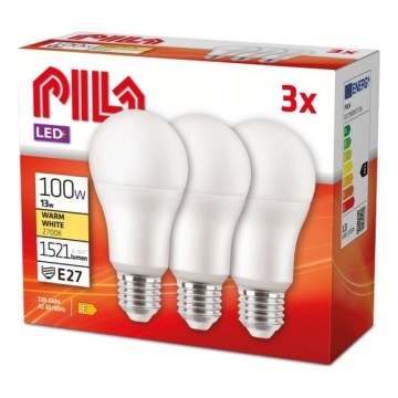 Confezione da 3 lampadine LED Philips Pila E27/13W/230V 2700K