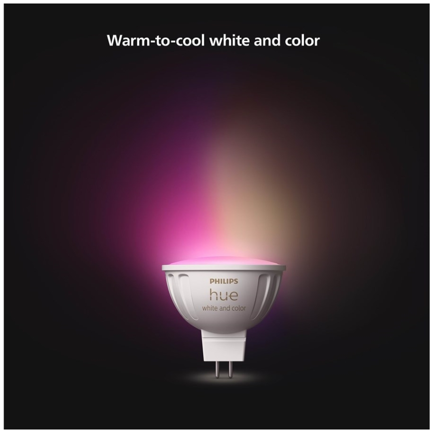 Set da 4 lampadine LED RGBW dimmerabili Philips Hue WHITE AND COLOR AMBIANCE GU5,3/MR16/6,3W/12V 2000-6500K