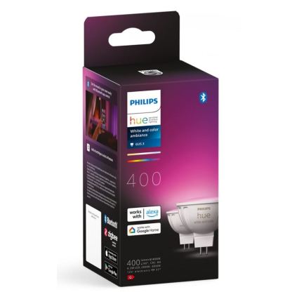 Set da 4 lampadine LED RGBW dimmerabili Philips Hue WHITE AND COLOR AMBIANCE GU5,3/MR16/6,3W/12V 2000-6500K