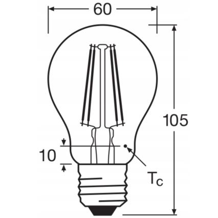 Confezione da 5 lampadine LED Base Classic Filament A60, attacco E27, 7 W, 230 V, 4000 K - Osram