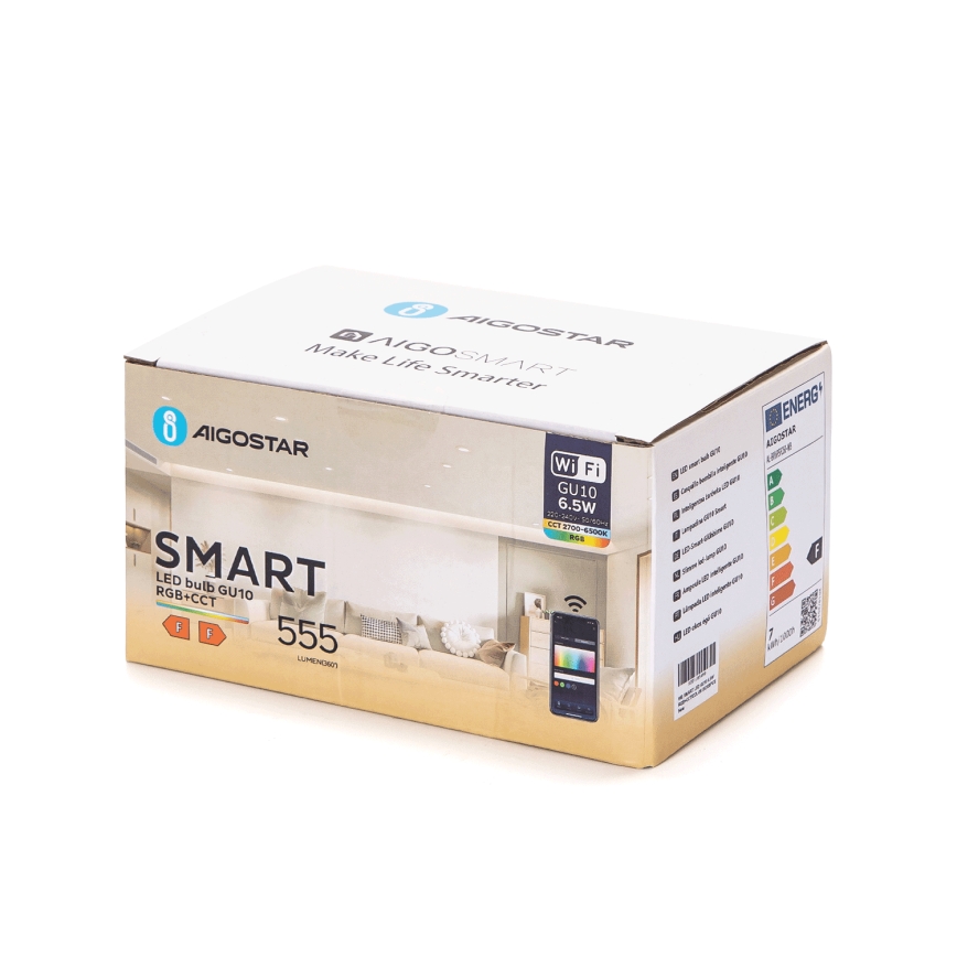 Set da 6 lampadine LED RGBW dimmerabili GU10/6,5W/230V 2700-6500K Wi-Fi - Aigostar
