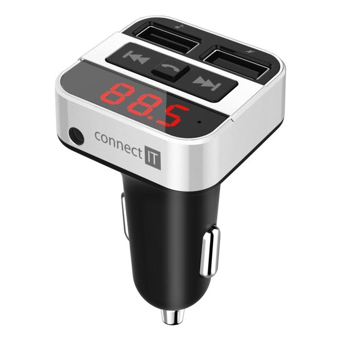 CONNECT IT CCC-8800-SL - Trasmettitore FM per auto con funzione vivavoce nero/argento