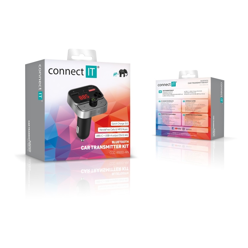 CONNECT IT CCC-8900-AN - Trasmettitore FM per auto con funzione vivavoce nero/argento