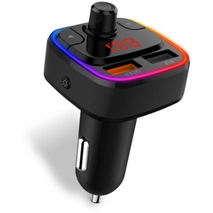 CONNECT IT CCC-9090-BK - LED RGB Trasmettitore FM per auto con funzione vivavoce nero
