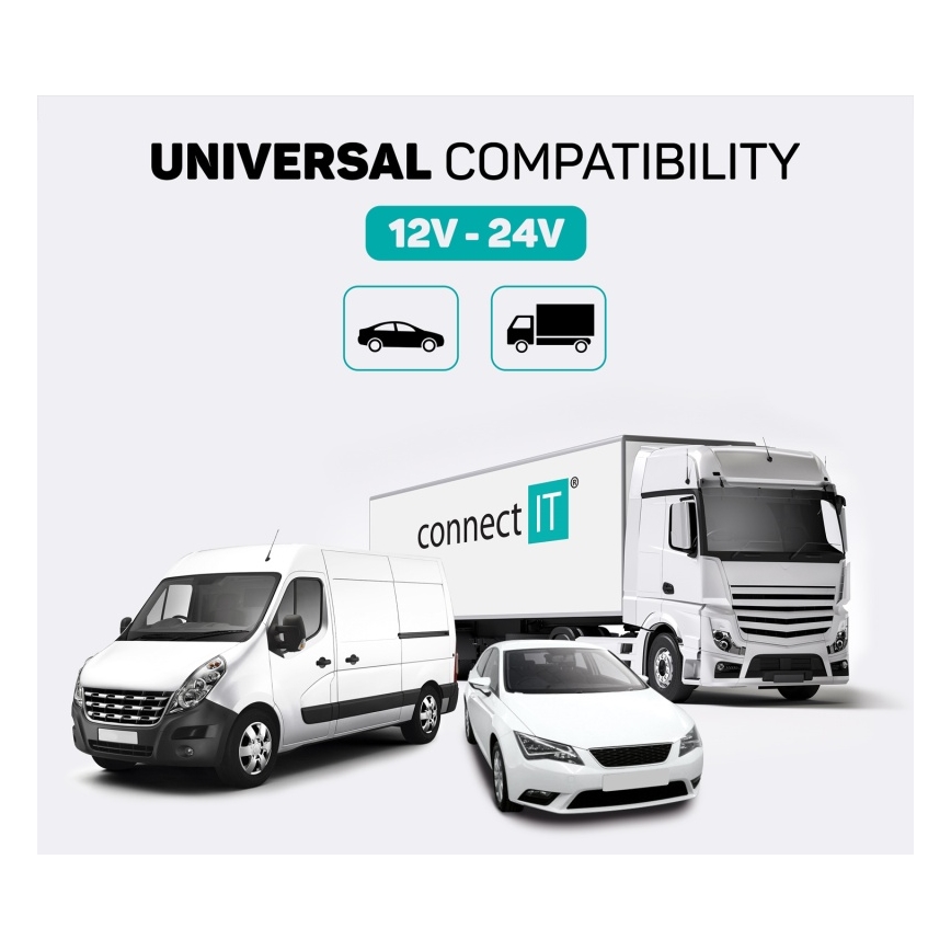 CONNECT IT CCC-9090-SL - LED RGB Trasmettitore FM per auto con funzione vivavoce nero/argento