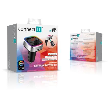 CONNECT IT CCC-9090-SL - LED RGB Trasmettitore FM per auto con funzione vivavoce nero/argento