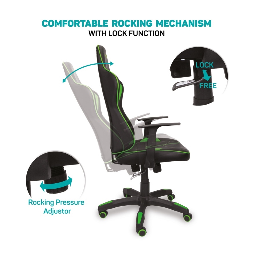 CONNECT IT CGC-0700-GR - Sedia da gioco LeMans Pro nero/verde