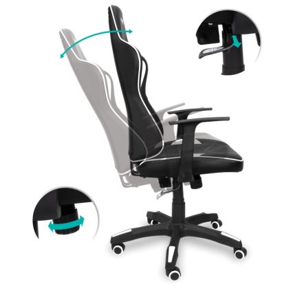 CONNECT IT CGC-0700-WH - Sedia da gioco LeMans Pro nero/bianco