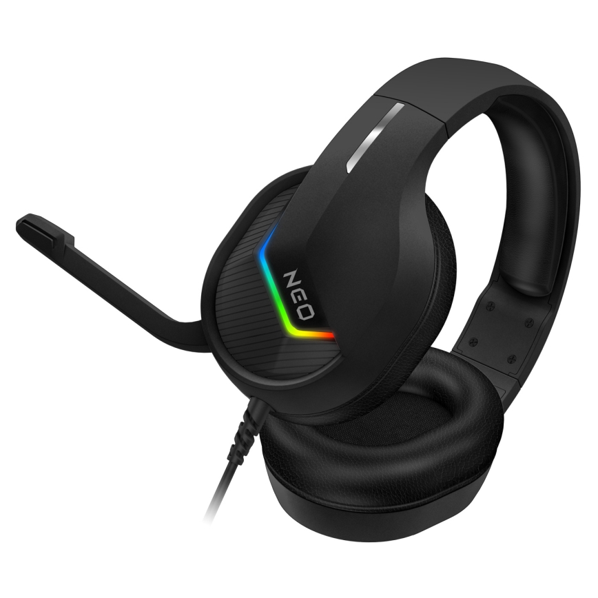 CONNECT IT CHP-3595-BK - LED RGB Cuffie da gioco cablate con microfono nero