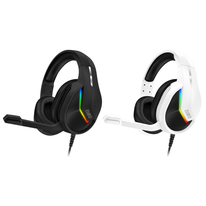 CONNECT IT CHP-3595-BK - LED RGB Cuffie da gioco cablate con microfono nero