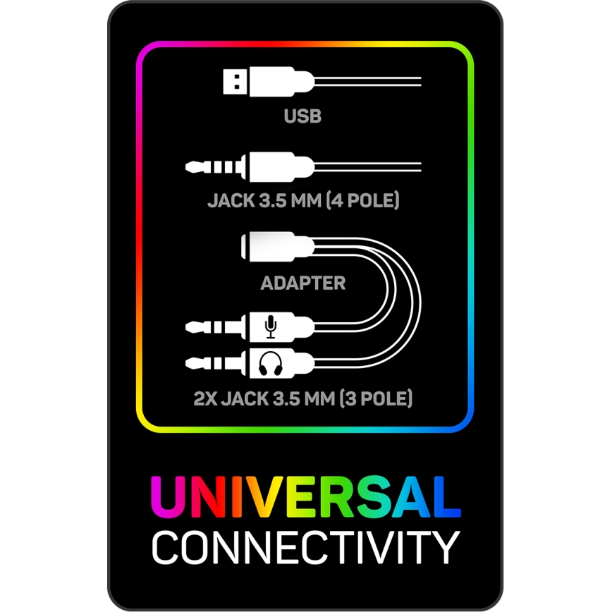 CONNECT IT CHP-3595-BK - LED RGB Cuffie da gioco cablate con microfono nero