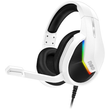 CONNECT IT CHP-3595-WH - LED RGB Cuffie da gioco cablate con microfono bianco/nero