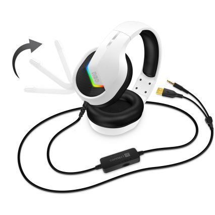 CONNECT IT CHP-3595-WH - LED RGB Cuffie da gioco cablate con microfono bianco/nero