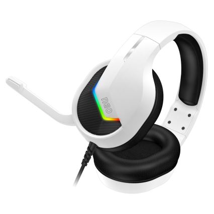 CONNECT IT CHP-3595-WH - LED RGB Cuffie da gioco cablate con microfono bianco/nero