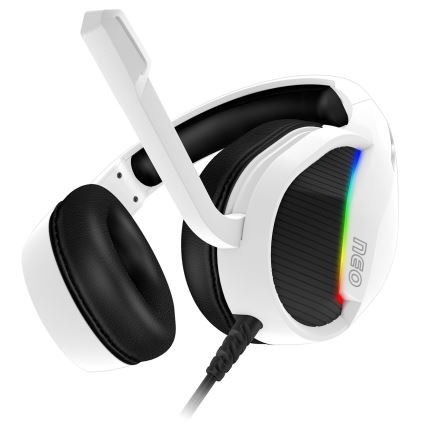 CONNECT IT CHP-3595-WH - LED RGB Cuffie da gioco cablate con microfono bianco/nero