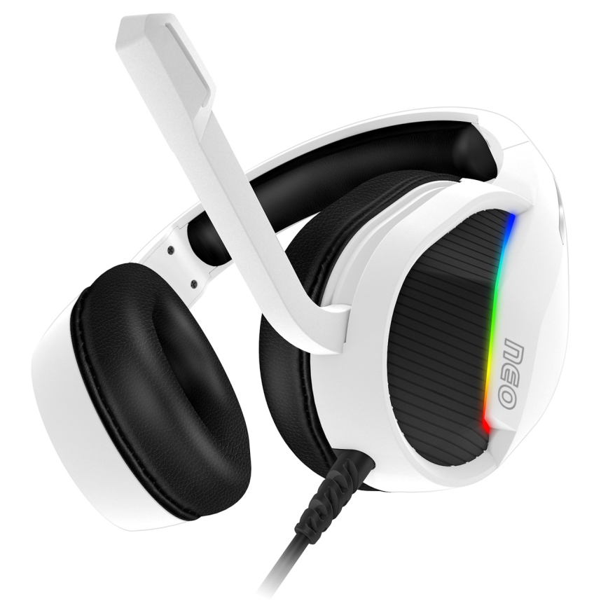 CONNECT IT CHP-3595-WH - LED RGB Cuffie da gioco cablate con microfono bianco/nero