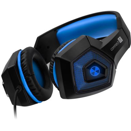 CONNECT IT CHP-5500-BL - LED Cuffie da gioco cablate con microfono nero/blu