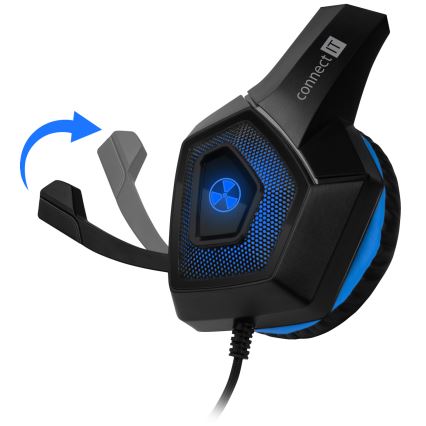 CONNECT IT CHP-5500-BL - LED Cuffie da gioco cablate con microfono nero/blu