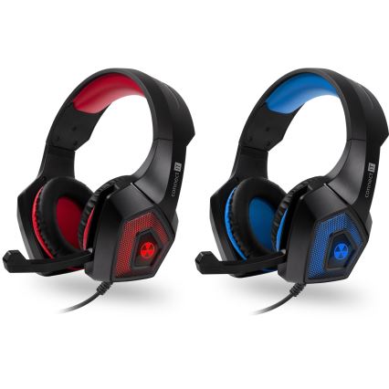 CONNECT IT CHP-5500-BL - LED Cuffie da gioco cablate con microfono nero/blu