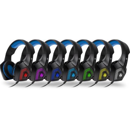 CONNECT IT CHP-5500-BL - LED Cuffie da gioco cablate con microfono nero/blu