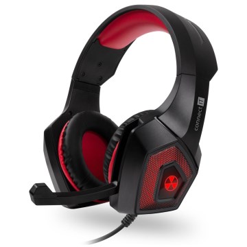CONNECT IT CHP-5500-RD - LED Cuffie da gioco cablate con microfono nero/rosso