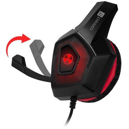 CONNECT IT CHP-5500-RD - LED Cuffie da gioco cablate con microfono nero/rosso