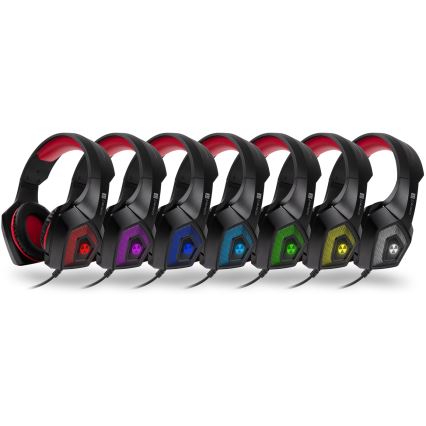 CONNECT IT CHP-5500-RD - LED Cuffie da gioco cablate con microfono nero/rosso