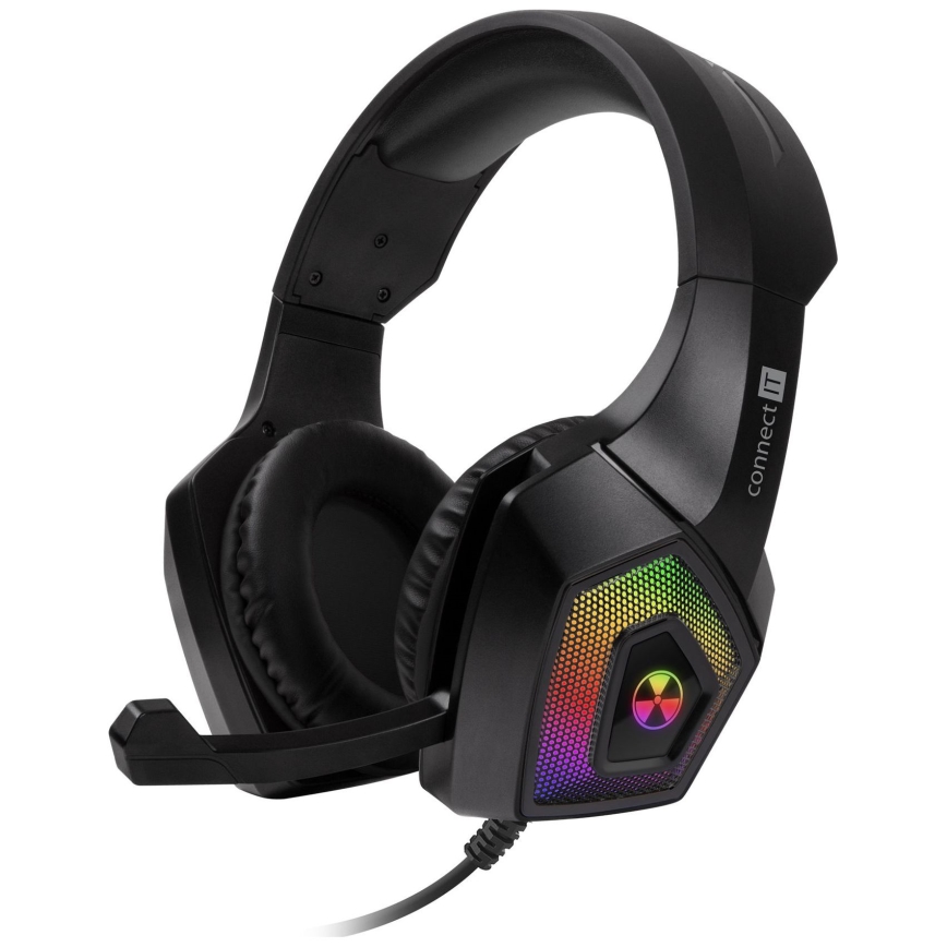 CONNECT IT CHP-5600-BK - LED RGB Cuffie da gioco cablate con microfono nero