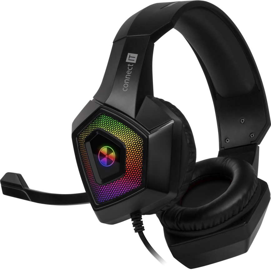 CONNECT IT CHP-5600-BK - LED RGB Cuffie da gioco cablate con microfono nero