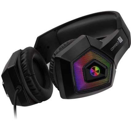 CONNECT IT CHP-5600-BK - LED RGB Cuffie da gioco cablate con microfono nero