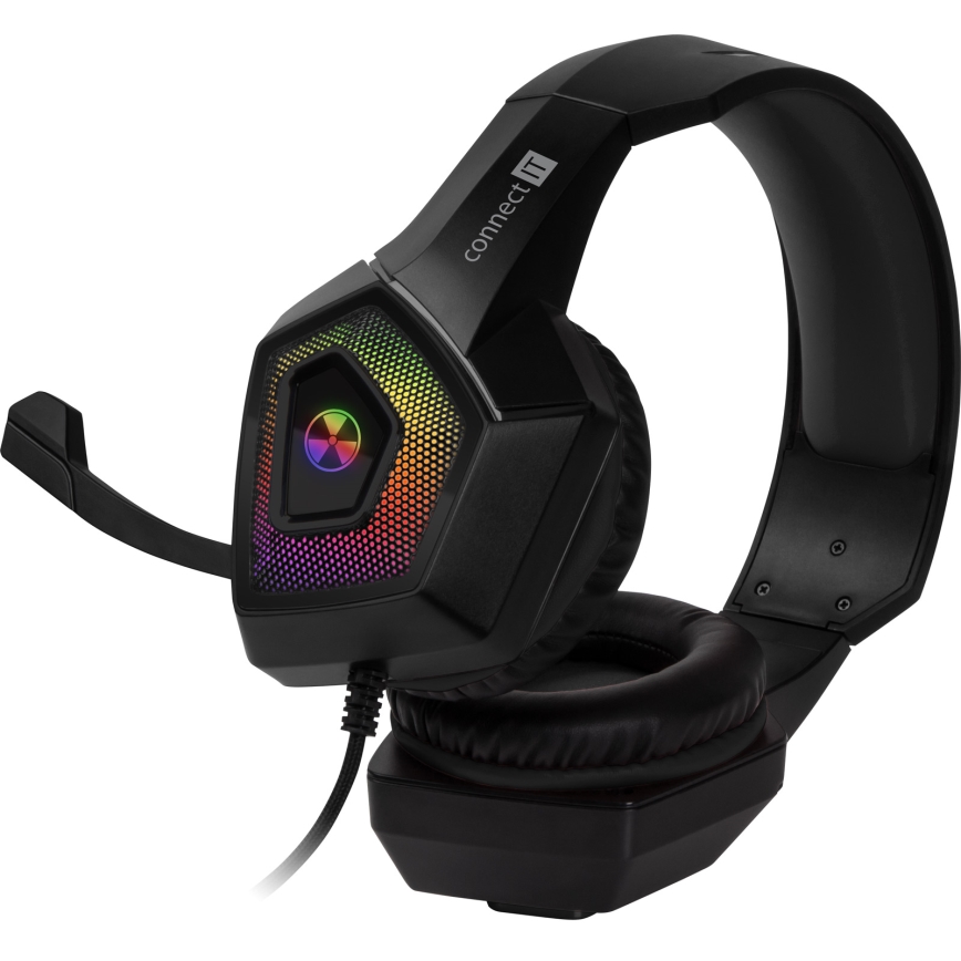 CONNECT IT CHP-5600-BK - LED RGB Cuffie da gioco cablate con microfono nero