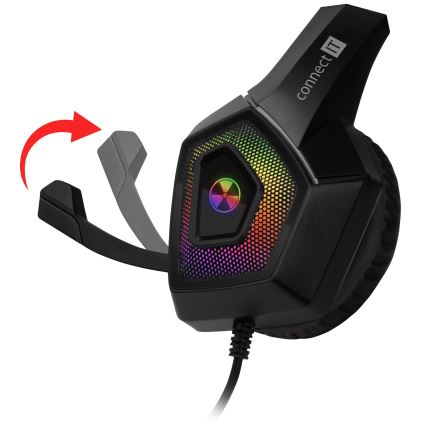 CONNECT IT CHP-5600-BK - LED RGB Cuffie da gioco cablate con microfono nero