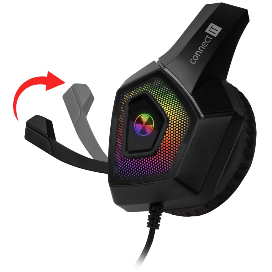 CONNECT IT CHP-5600-BK - LED RGB Cuffie da gioco cablate con microfono nero