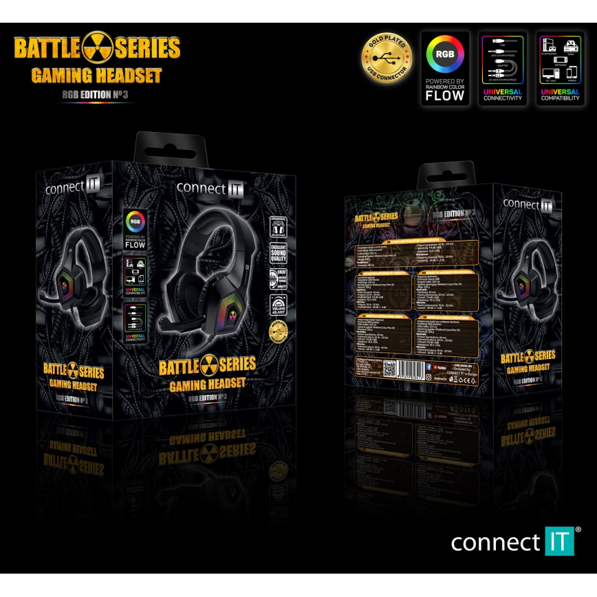 CONNECT IT CHP-5600-BK - LED RGB Cuffie da gioco cablate con microfono nero