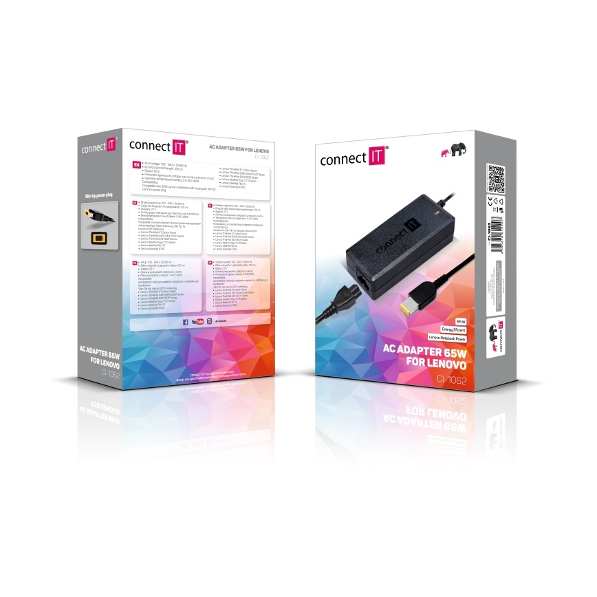 CONNECT IT CI-1062 - Adattatore di alimentazione per i portatili Lenovo 65W
