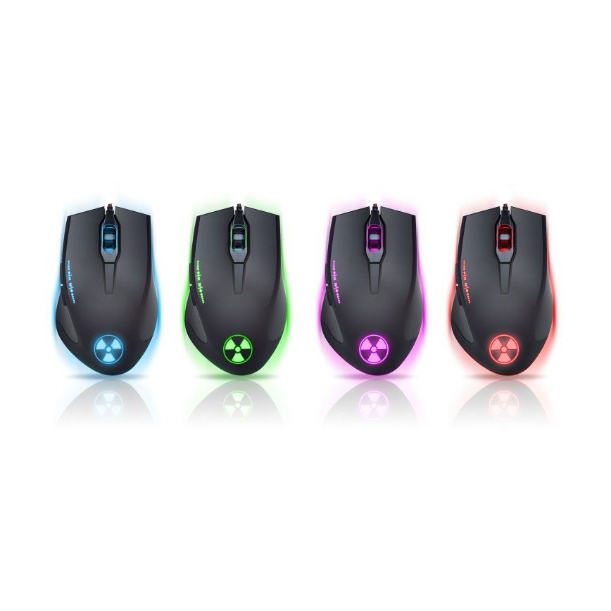 CONNECT IT CI-1128 - Mouse da gioco cablato a LED 1000/1200/1600/3200 DPI nero