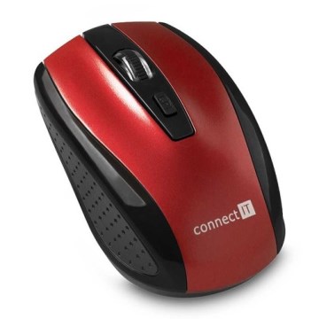 CONNECT IT CI-1224 - Mouse senza fili, DPI 800/1200/1600, alimentazione 2x AAA, nero/rosso