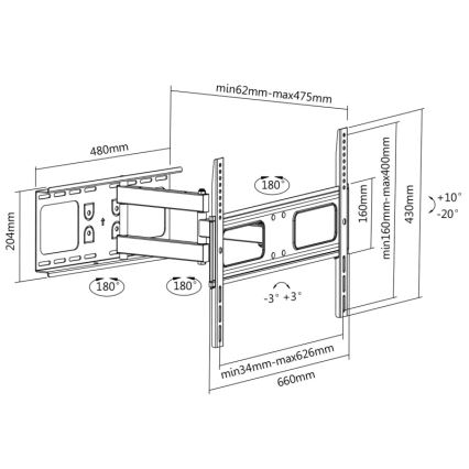 CONNECT IT CI-786 - Supporto da parete per TV 37-70” nero