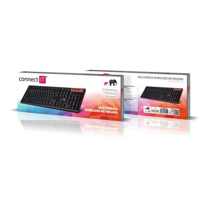CONNECT IT CKB-3000-CS - Tastiera multimediale senza fili con localizzazione CZ/SK 2xAAA nero