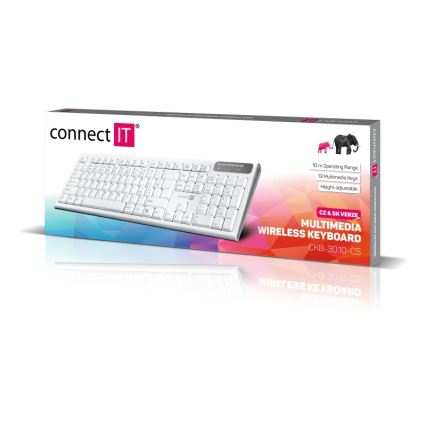 CONNECT IT CKB-3010-CS - Tastiera multimediale senza fili con localizzazione CZ/SK 2xAAA bianco