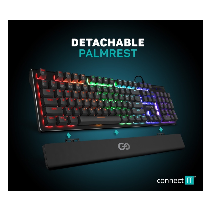 CONNECT IT CKB-7050-CS - LED RGB Tastiera da gioco cablata con CZ/SK localization nero