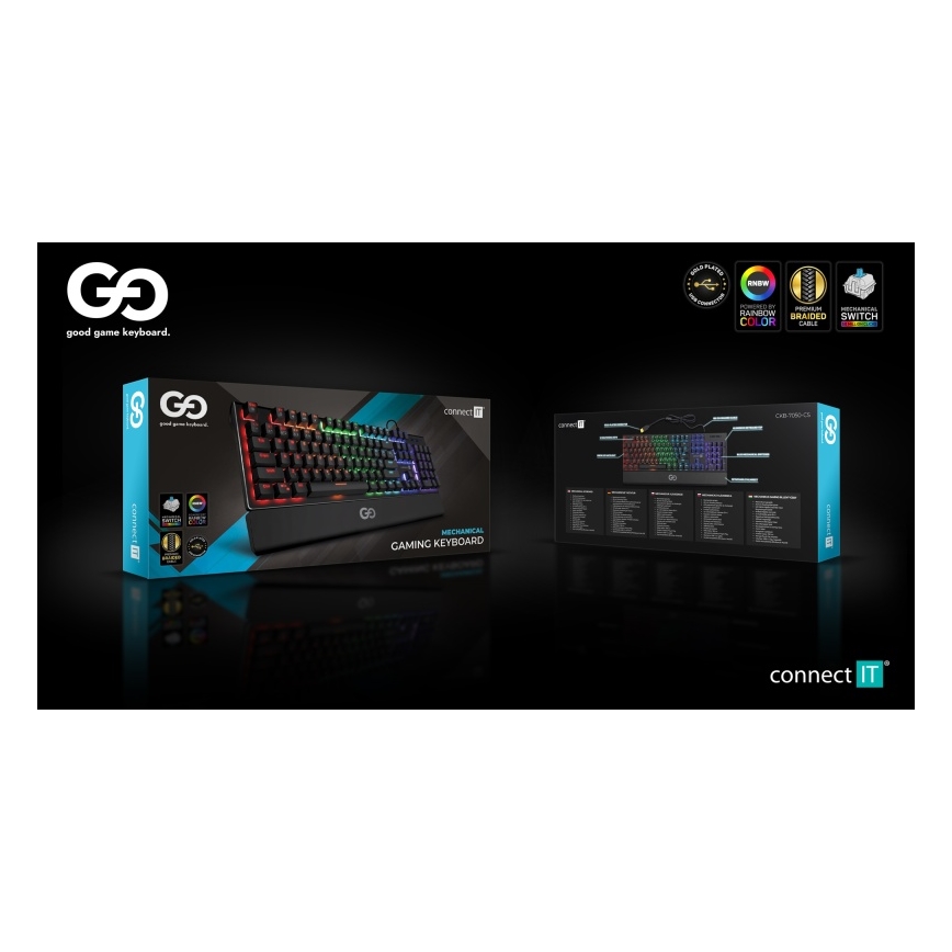 CONNECT IT CKB-7050-CS - LED RGB Tastiera da gioco cablata con CZ/SK localization nero