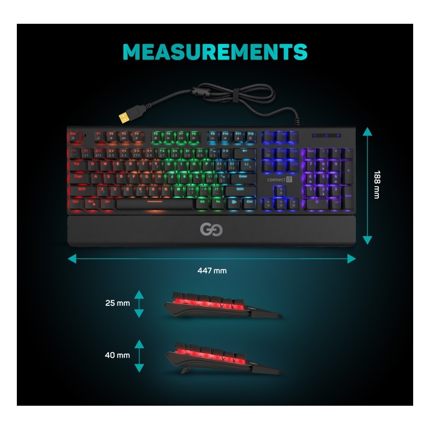 CONNECT IT CKB-7050-CS - LED RGB Tastiera da gioco cablata con CZ/SK localization nero